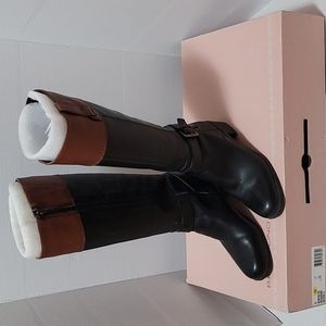 Bandolino riding boots. Size 6. Two tone black and brown with original box.